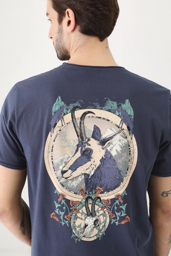 T-shirt bawełniany męski z nadrukiem kolor granatowy granatowy RS25-TSM524