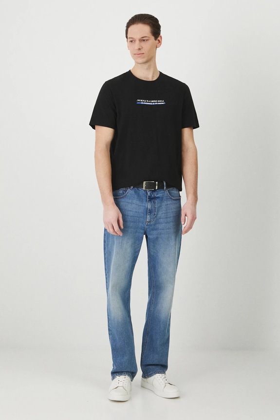 T-shirt bawełniany męski z nadrukiem kolor czarny RS25.TSM611 czarny RS25