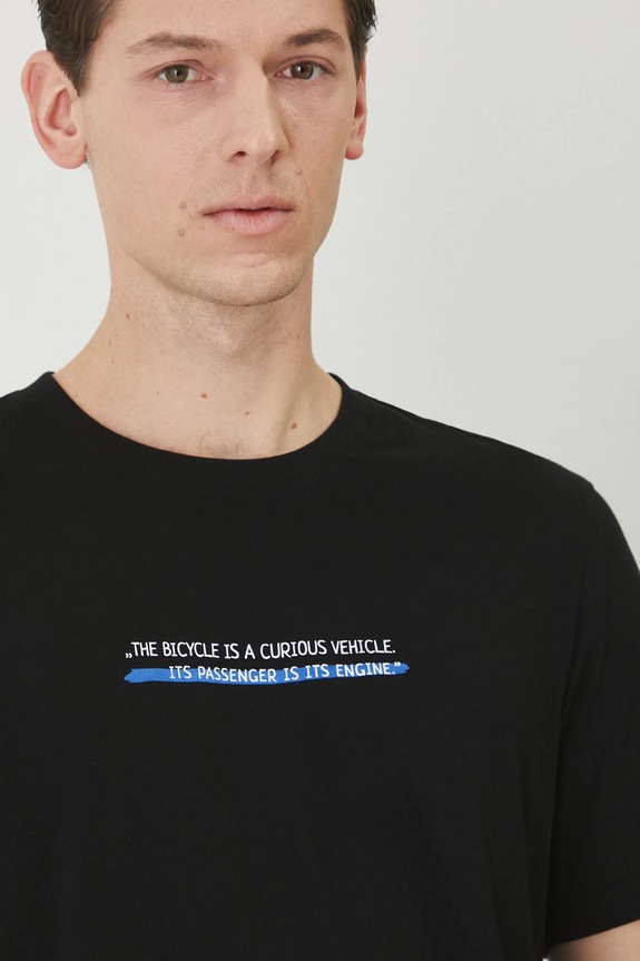 T-shirt bawełniany męski z nadrukiem kolor czarny czarny RS25.TSM611