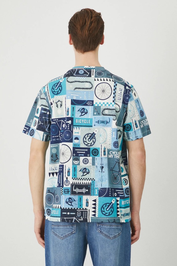 Odzież T-shirt męski z elastanem wzorzysty kolor multicolor RS25-TSM618 multicolor