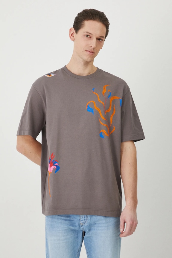 T-shirt bawełniany męski z elastanem by Patrycja Niewiadomska, Sense of Values kolor szary RS25-TSM650 szary RS25