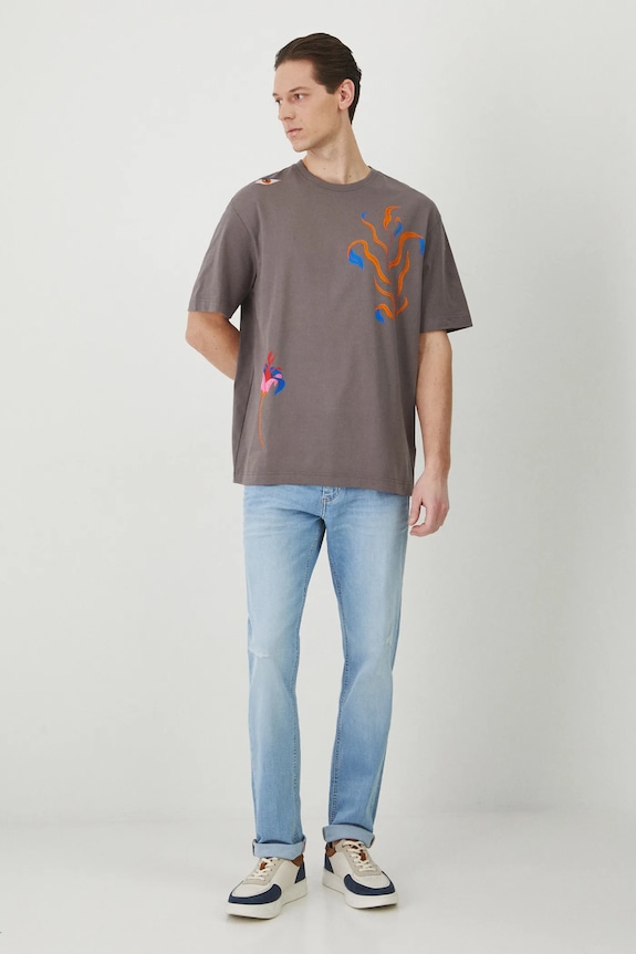 Odzież T-shirt bawełniany męski z elastanem by Patrycja Niewiadomska, Sense of Values kolor szary RS25-TSM650 szary