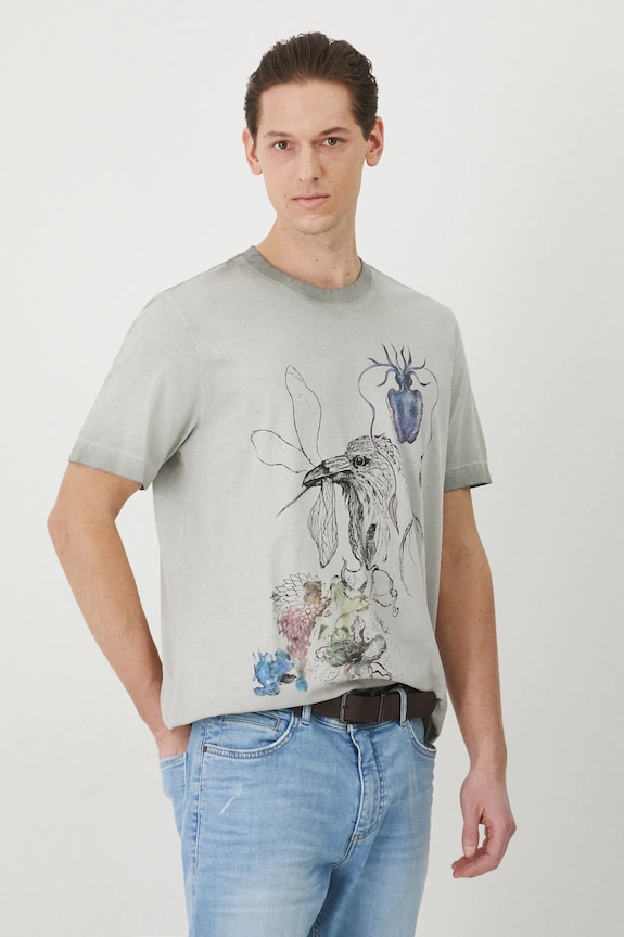 Bavlnené tričko pánske by Justyna Stoszek – Forest Forever, Sense of Values šedá farba RS25-TSM654 sivá RS25