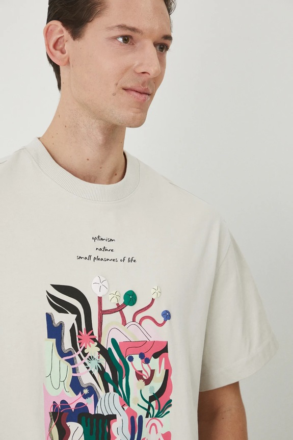 Bavlněné tričko by Barbora Idesová, Sense of Values šedá barva RS25-TSM655 šedá