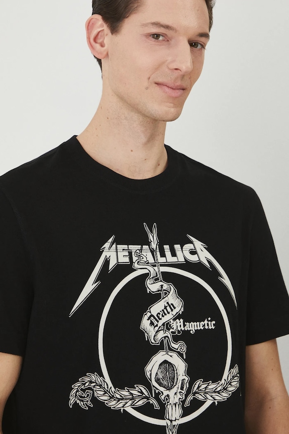 Bavlněné tričko pánské Metallica černá barva černá RS25-TSM670