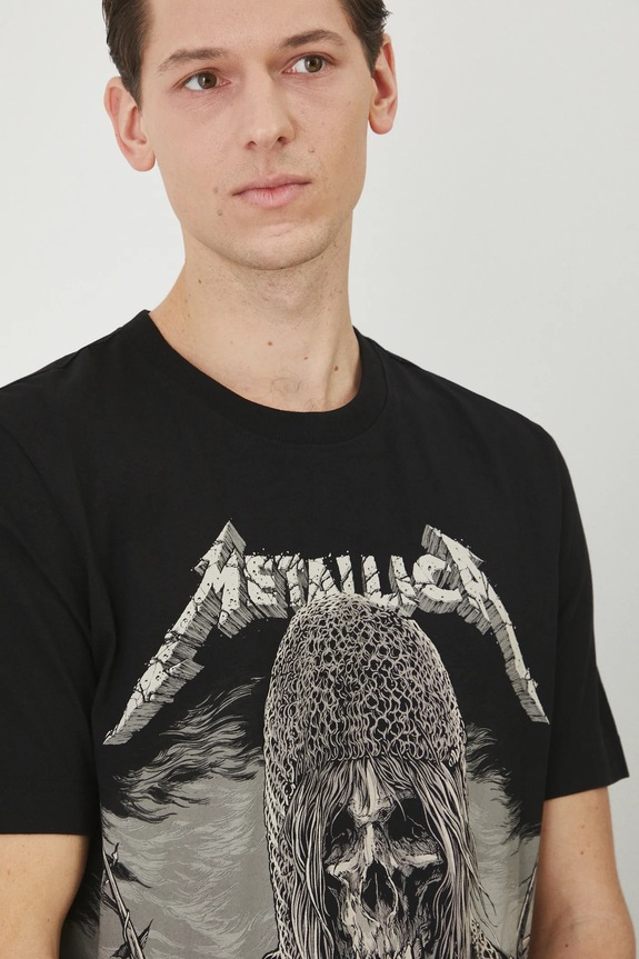 T-shirt bawełniany męski Metallica kolor czarny czarny RS25-TSM671