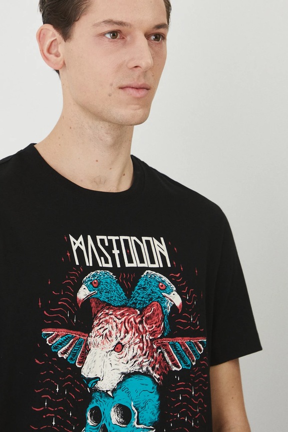 T-shirt bawełniany męski Mastodon kolor czarny czarny RS25-TSM672