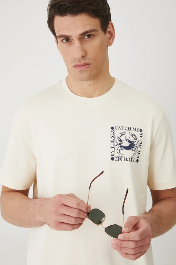 Βαμβακερό μπλουζάκι Medicine μπεζ RS25-TSM701