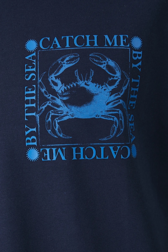 T-shirt bawełniany męski z nadrukiem kolor granatowy RS25-TSM701 granatowy