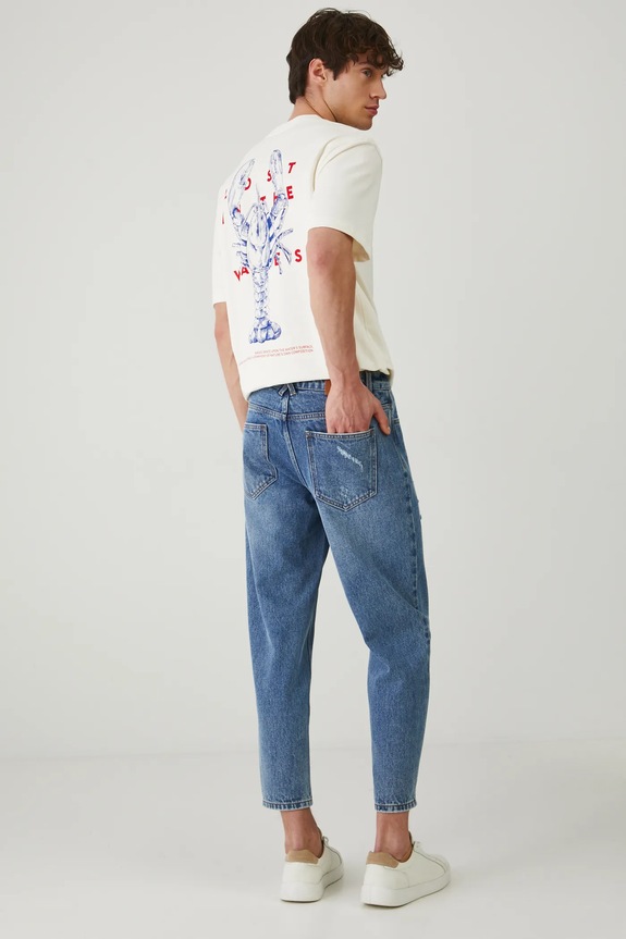 T-shirt męski z nadrukiem kolor beżowy beżowy RS25-TSM713