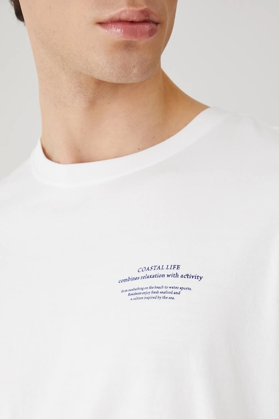 T-shirt bawełniany męski z nadrukiem kolor biały RS25-TSM715 biały