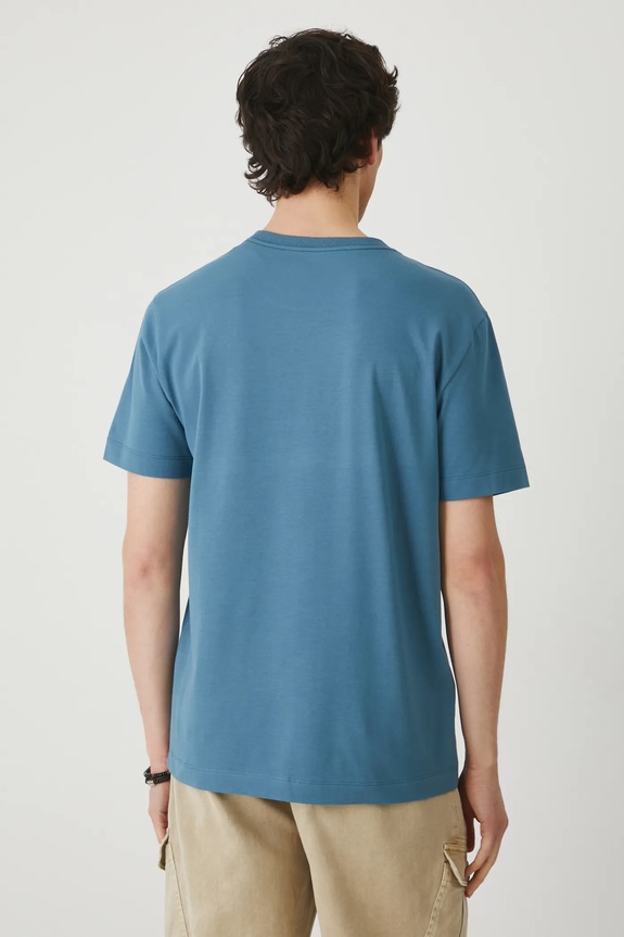 Odzież T-shirt bawełniany męski z elastanem z nadrukiem kolor turkusowy RS25-TSM804 turkusowy