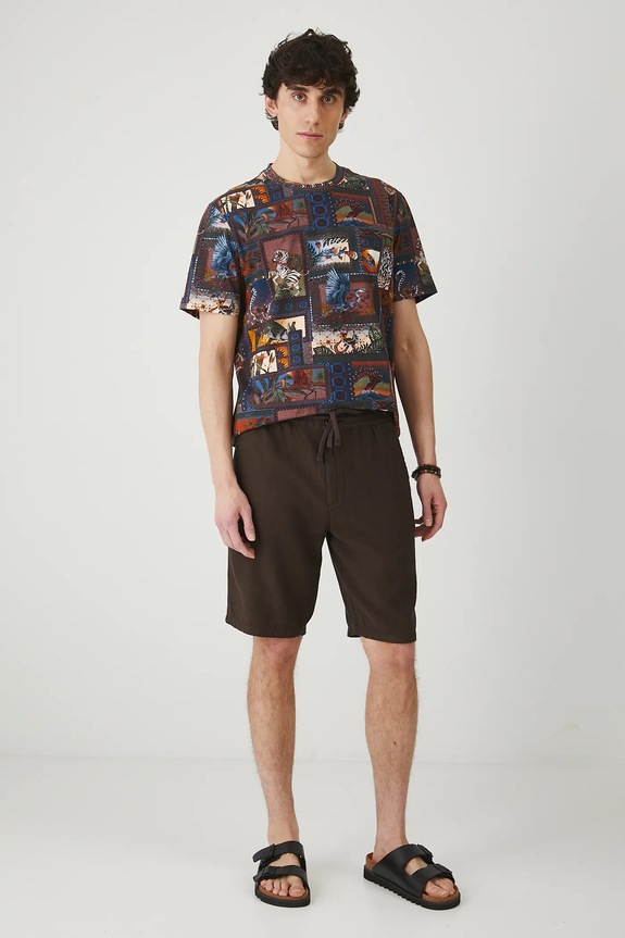 T-shirt bawełniany męski z elastanem wzorzysty kolor multicolor multicolor RS25-TSM805