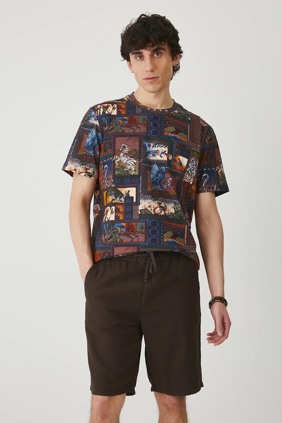 T-shirt bawełniany męski z elastanem wzorzysty kolor multicolor RS25-TSM805 multicolor