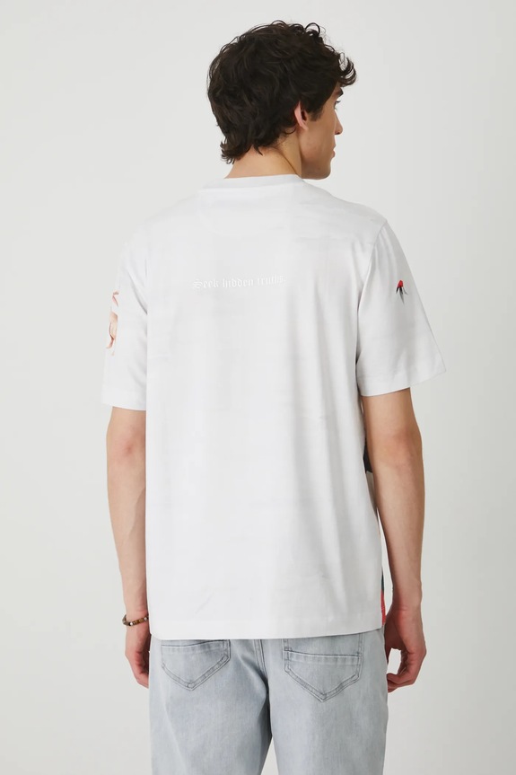 T-shirt bawełniany męski z elastanem z kolekcji El Gato Chimney x Medicine kolor beżowy beżowy RS25-TSM853