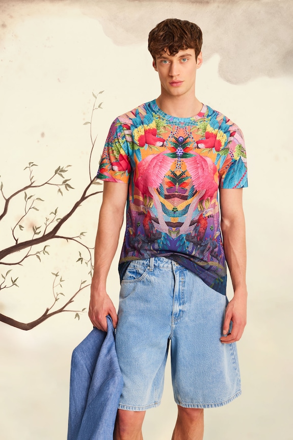 T-shirt bawełniany męski z elastanem z kolekcji El Gato Chimney x Medicine kolor multicolor wzorzyste multicolor RS25-TSM862