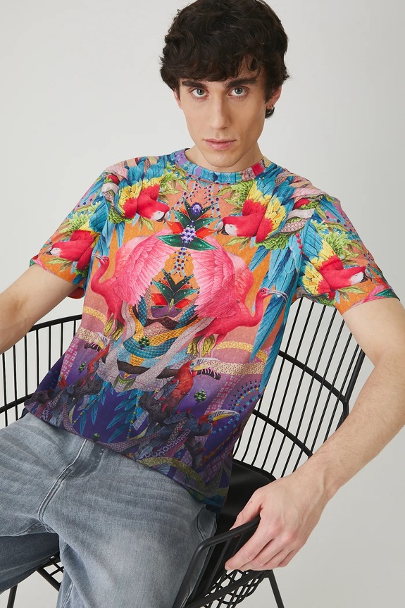 T-shirt bawełniany męski z elastanem z kolekcji El Gato Chimney x Medicine kolor multicolor RS25-TSM862 multicolor RS25