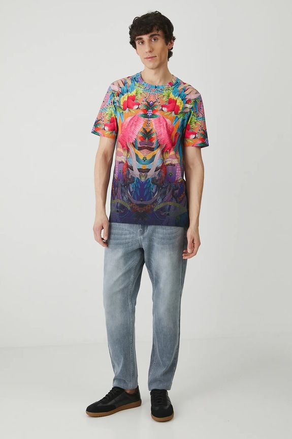 Odzież T-shirt bawełniany męski z elastanem z kolekcji El Gato Chimney x Medicine kolor multicolor RS25-TSM862 multicolor