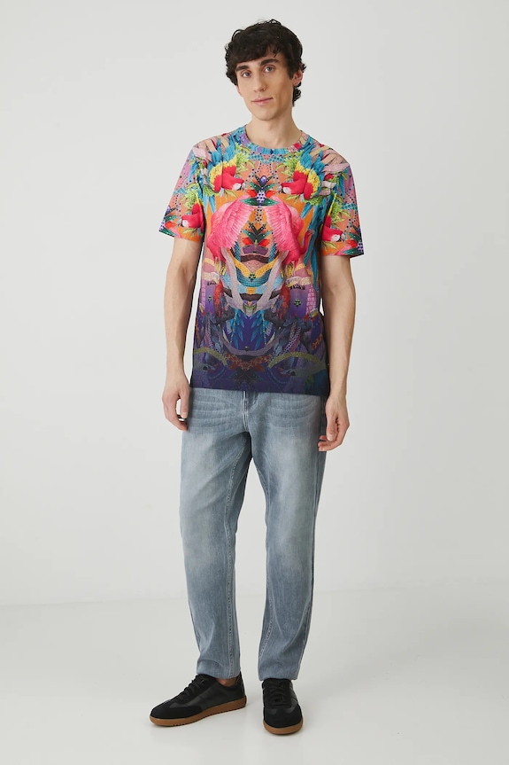 Odzież T-shirt bawełniany męski z elastanem z kolekcji El Gato Chimney x Medicine kolor multicolor RS25-TSM862 multicolor