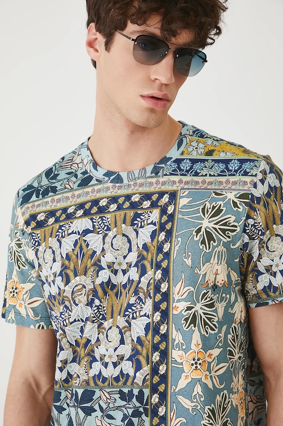 T-shirt bawełniany męski z elastanem wzorzysty kolor multicolor wzorzyste multicolor RS25-TSM900