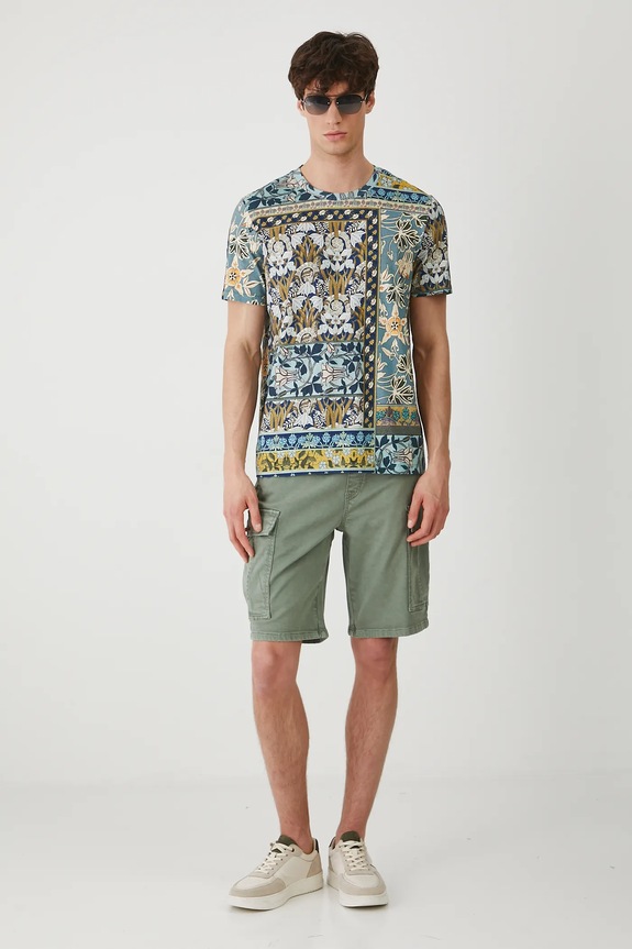 T-shirt bawełniany męski z elastanem wzorzysty kolor multicolor RS25-TSM900 multicolor RS25