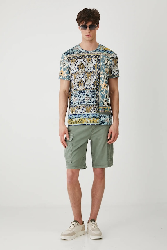 T-shirt bawełniany męski z elastanem wzorzysty kolor multicolor RS25-TSM900 multicolor RS25