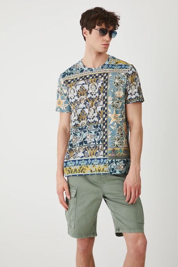 T-shirt bawełniany męski z elastanem wzorzysty kolor multicolor multicolor RS25-TSM900