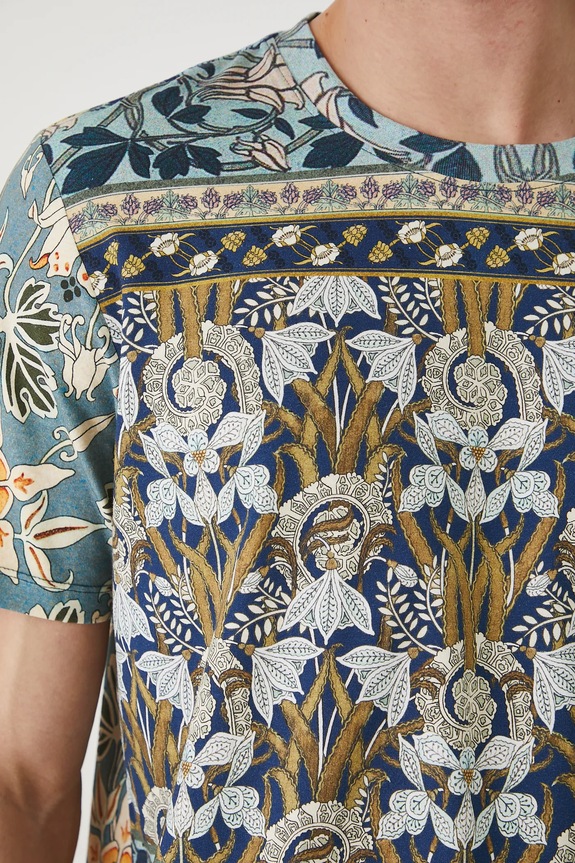 T-shirt bawełniany męski z elastanem wzorzysty kolor multicolor RS25-TSM900 multicolor