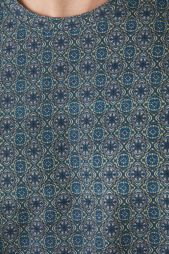 T-shirt bawełniany męski z drobnym wzorem kolor granatowy granatowy RS25-TSM911