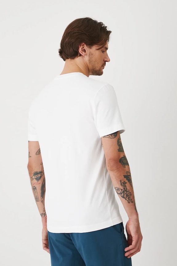 Odzież T-shirt bawełniany męski z elastanem z nadrukiem kolor biały RS25-TSMA16 biały