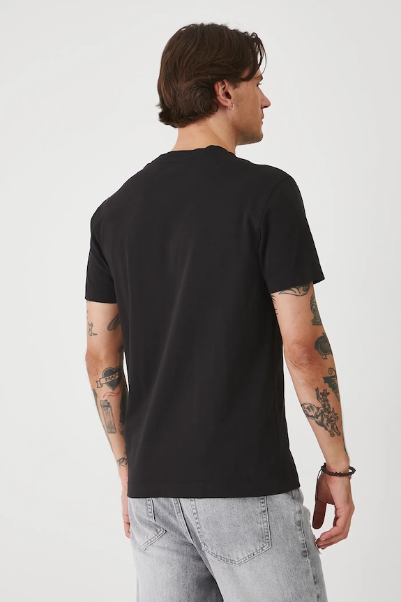 Odzież T-shirt bawełniany męski z elastanem z nadrukiem kolor czarny RS25-TSMA16 czarny