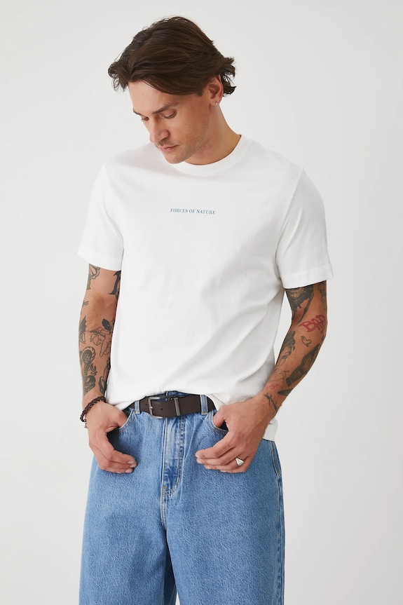 Odzież T-shirt bawełniany męski z nadrukiem kolor biały RS25.TSMA20 biały