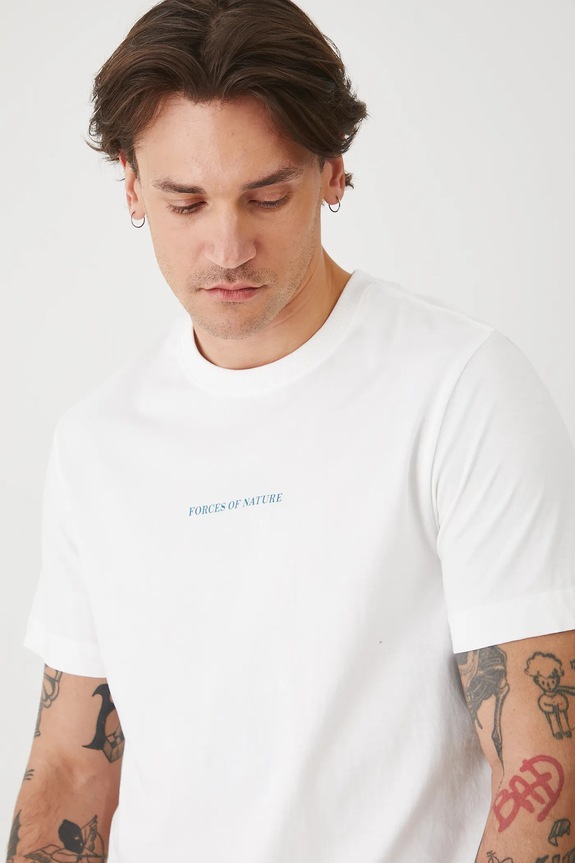 T-shirt bawełniany męski z nadrukiem kolor biały biały RS25.TSMA20