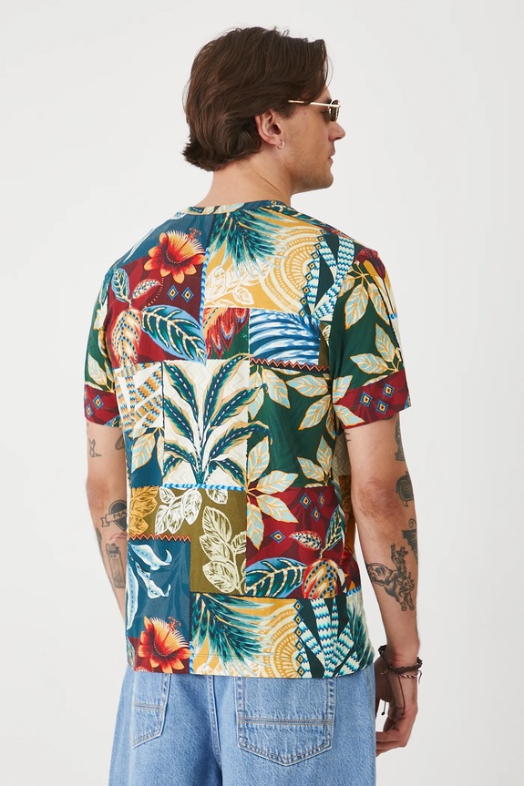 Odzież T-shirt bawełniany męski z elastanem wzorzysty kolor multicolor RS25-TSMA24 multicolor