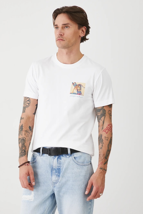 Bavlnené tričko pánske s elastanom a potlačou biela farba RS25-TSMA26 biela RS25