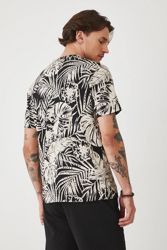 Odzież T-shirt bawełniany męski wzorzysty kolor czarny RS25-TSMA27 czarny