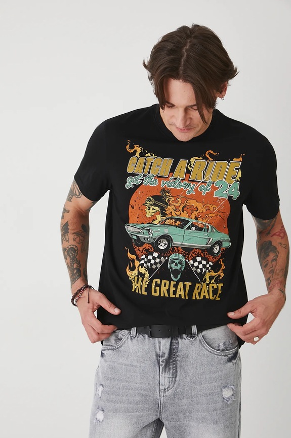 Βαμβακερό μπλουζάκι Medicine μαύρο RS25-TSMA31