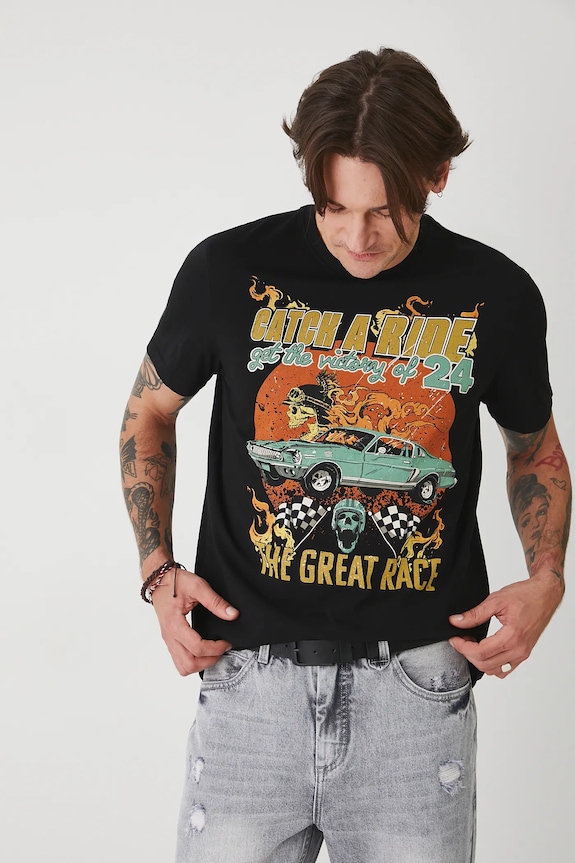 Βαμβακερό μπλουζάκι Medicine μαύρο RS25-TSMA31