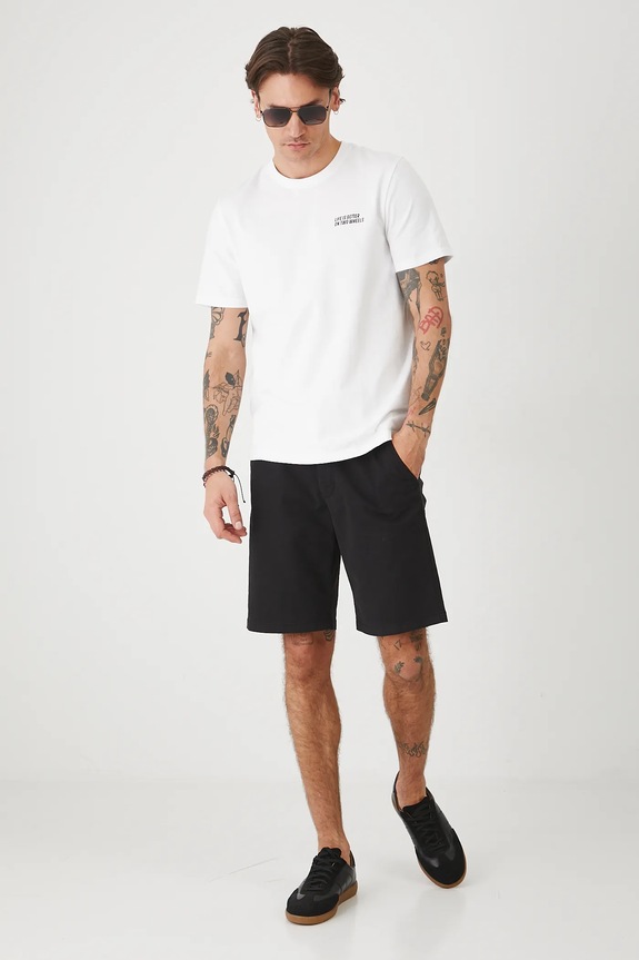 T-shirt bawełniany męski z elastanem z nadrukiem kolor biały RS25.TSMA33 biały RS25