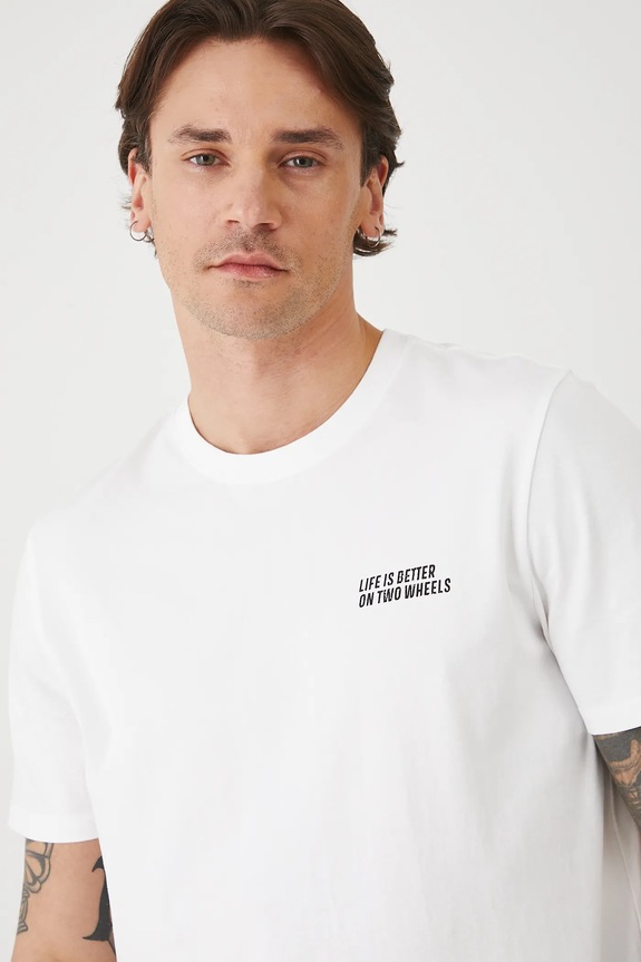 T-shirt bawełniany męski z elastanem z nadrukiem kolor biały biały RS25.TSMA33