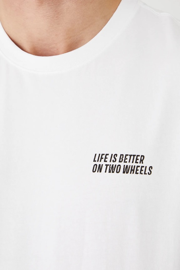 T-shirt bawełniany męski z elastanem z nadrukiem kolor biały RS25.TSMA33 biały