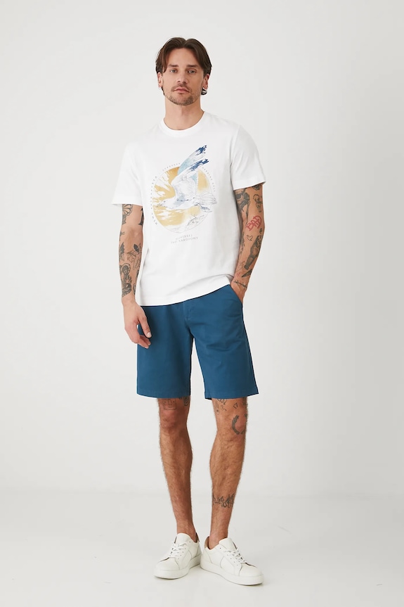 Odzież T-shirt bawełniany męski z kolekcji Medicine x Słowiński Park Narodowy kolor biały RS25-TSMA50 biały