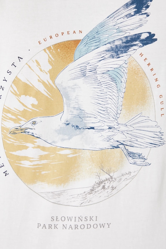 T-shirt bawełniany męski z kolekcji Medicine x Słowiński Park Narodowy kolor biały RS25-TSMA50