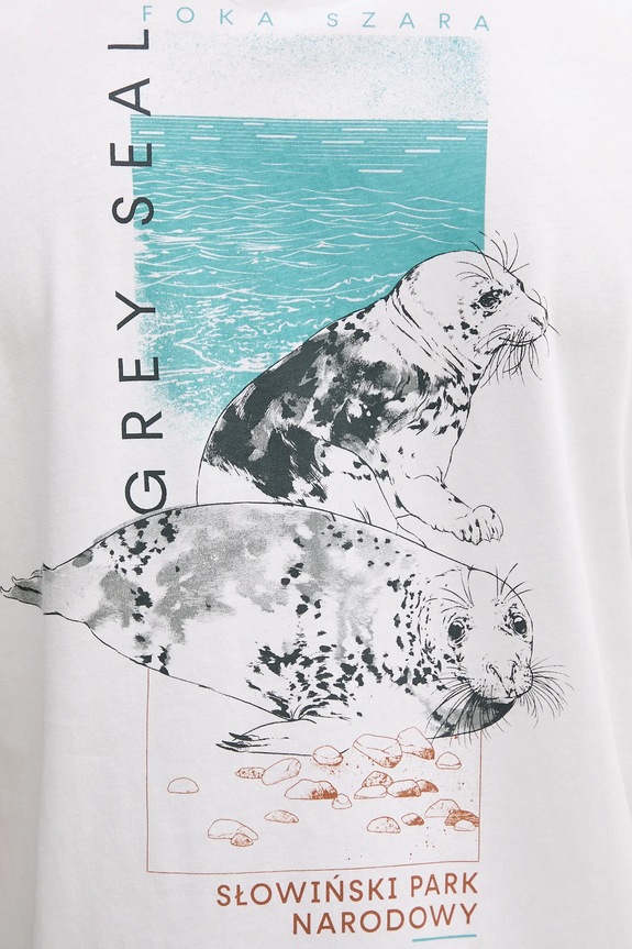 T-shirt bawełniany męski z kolekcji Medicine x Słowiński Park Narodowy kolor biały RS25-TSMA53 biały