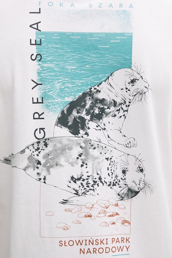 T-shirt bawełniany męski z kolekcji Medicine x Słowiński Park Narodowy kolor biały RS25-TSMA53 biały