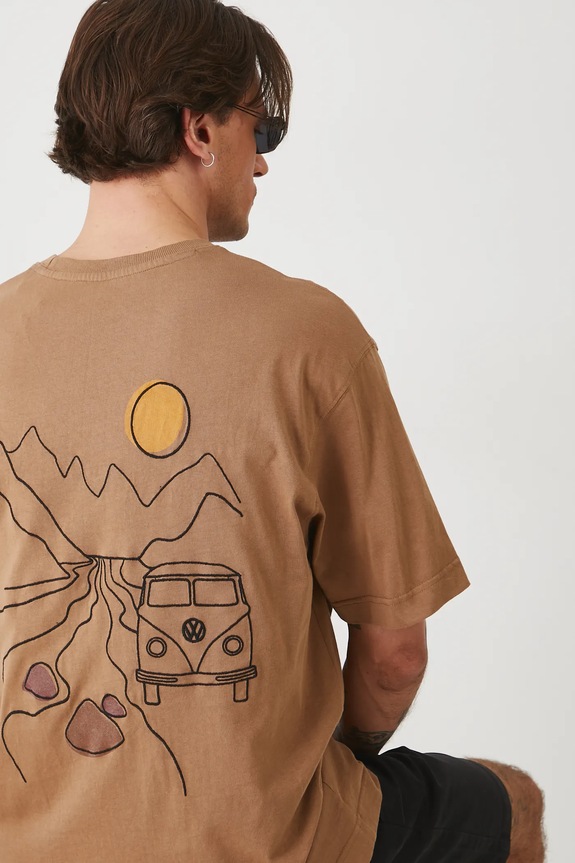 T-shirt bawełniany męski Volkswagen kolor beżowy beżowy RS25.TSMA82