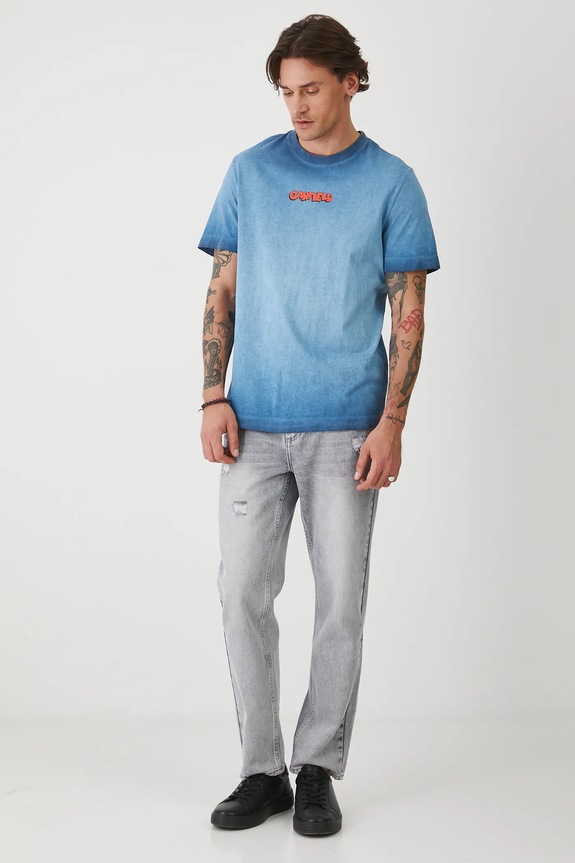 T-shirt bawełniany męski Garfield kolor niebieski RS25-TSMA86 niebieski RS25