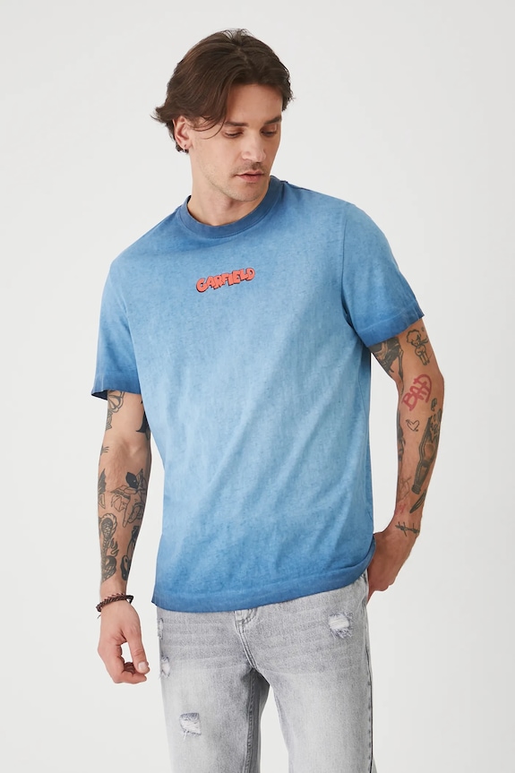 Odzież T-shirt bawełniany męski Garfield kolor niebieski RS25-TSMA86 niebieski