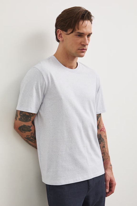 Odzież T-shirt męski melanżowy kolor niebieski RS25-TSMB01 niebieski