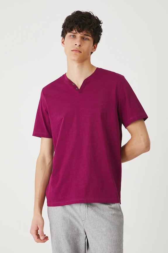 T-shirt bawełniany męski gładki kolor fioletowy bawełna fioletowy RS25-TSMB03